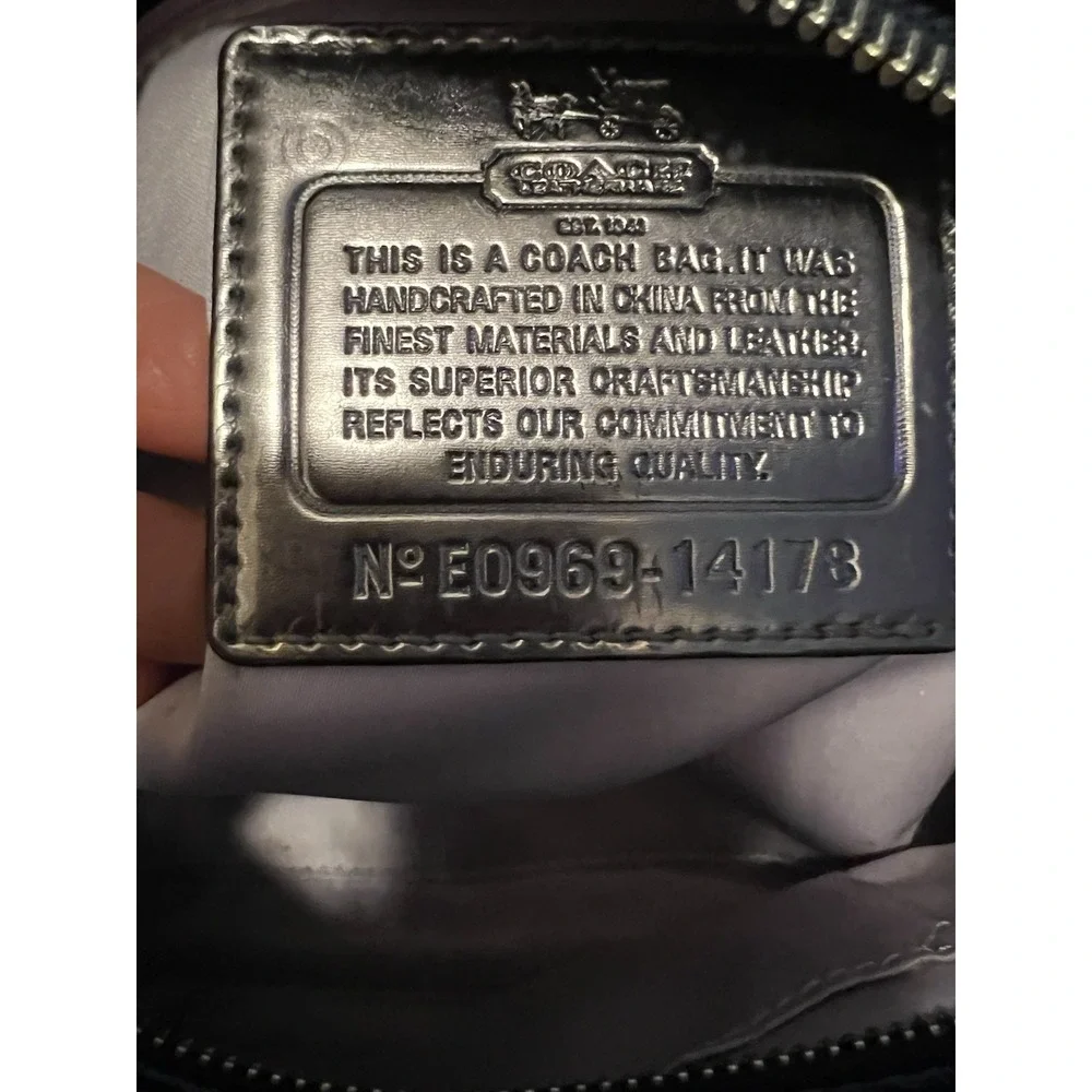 COACH Madison Sabrina TEAL Satchel Purse Bag Patent Leather 14178 Vintage